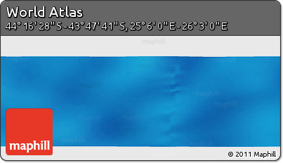 Physical Panoramic Map of the Area around 44° 2' 4" S, 25° 34' 30" E