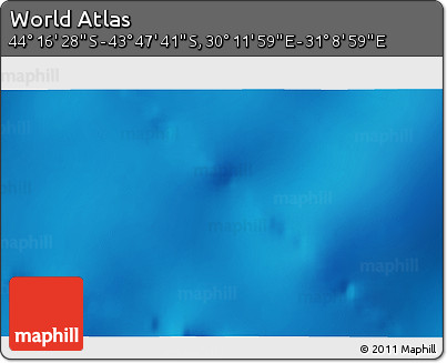 Physical 3D Map of the Area around 44° 2' 4" S, 30° 40' 29" E