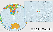 Political Location Map of the area around 44° 2' 4" S, 30° 40' 29" E