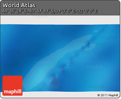 Physical 3D Map of the Area around 44° 2' 4" S, 31° 31' 29" E
