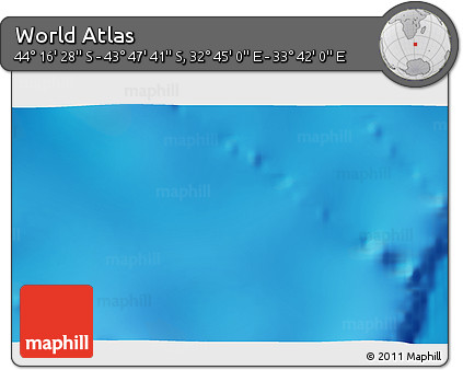 Physical 3D Map of the Area around 44° 2' 4" S, 33° 13' 30" E
