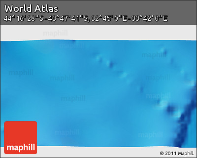 Physical 3D Map of the Area around 44° 2' 4" S, 33° 13' 30" E
