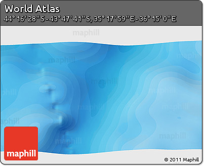 Political 3D Map of the Area around 44° 2' 4" S, 35° 46' 29" E