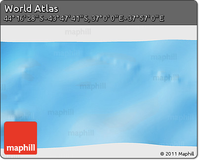 Physical 3D Map of the Area around 44° 2' 4" S, 37° 28' 30" E