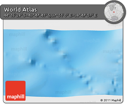Physical 3D Map of the Area around 44° 2' 4" S, 38° 19' 30" E
