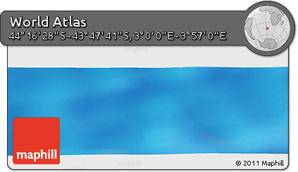 Physical Panoramic Map of the Area around 44° 2' 4" S, 3° 28' 30" E