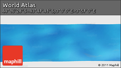 Physical Panoramic Map of the Area around 44° 2' 4" S, 3° 28' 30" E