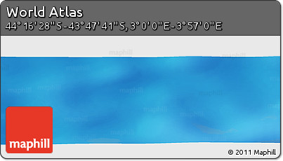 Physical Panoramic Map of the Area around 44° 2' 4" S, 3° 28' 30" E