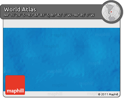 Shaded Relief 3D Map of the Area around 44° 2' 4" S, 49° 13' 30" W