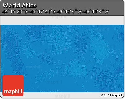 Shaded Relief 3D Map of the Area around 44° 2' 4" S, 49° 13' 30" W