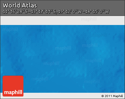 Shaded Relief 3D Map of the Area around 44° 2' 4" S, 49° 13' 30" W
