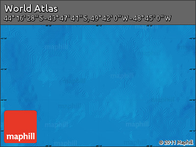 Physical Map of the Area around 44° 2' 4" S, 49° 13' 30" W
