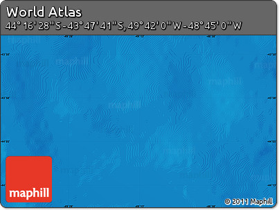 Physical Map of the Area around 44° 2' 4" S, 49° 13' 30" W
