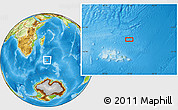 Physical Location Map of the area around 44° 2' 4" S, 52° 46' 29" E