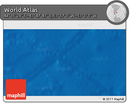 Physical 3D Map of the Area around 44° 2' 4" S, 53° 28' 30" W