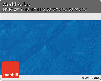 Physical 3D Map of the Area around 44° 2' 4" S, 53° 28' 30" W
