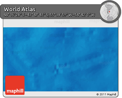 Shaded Relief 3D Map of the Area around 44° 2' 4" S, 55° 10' 29" W