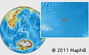 Physical Location Map of the area around 44° 2' 4" S, 56° 10' 29" E