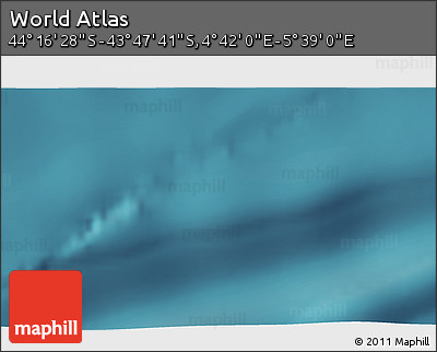 Satellite 3D Map of the Area around 44° 2' 4" S, 5° 10' 30" E