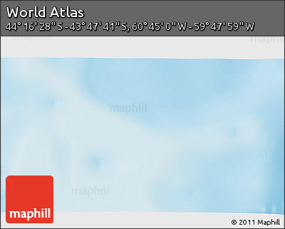 Physical 3D Map of the Area around 44° 2' 4" S, 60° 16' 29" W
