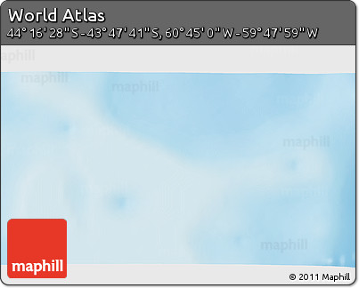 Physical 3D Map of the Area around 44° 2' 4" S, 60° 16' 29" W