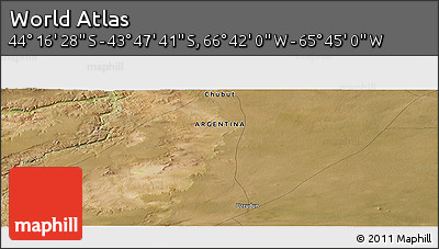 Satellite Panoramic Map of the Area around 44° 2' 4" S, 66° 13' 29" W