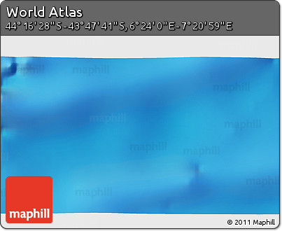 Physical 3D Map of the Area around 44° 2' 4" S, 6° 52' 30" E