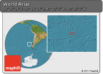 Satellite Location Map of the Area around 44° 2' 4" S, 83° 13' 29" W