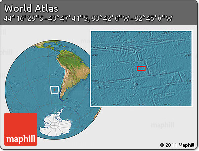 Satellite Location Map of the Area around 44° 2' 4" S, 83° 13' 29" W
