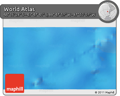 Physical 3D Map of the Area around 44° 2' 4" S, 88° 19' 29" W
