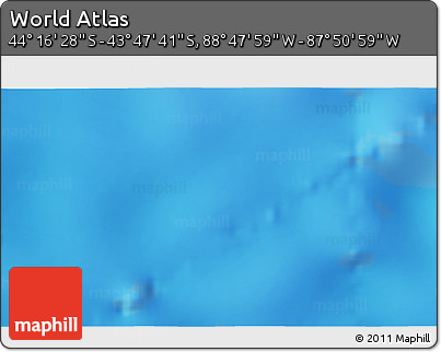 Physical 3D Map of the Area around 44° 2' 4" S, 88° 19' 29" W