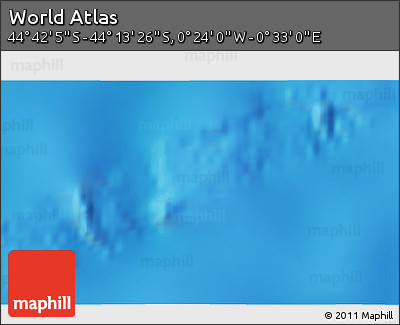 Physical 3D Map of the Area around 44° 27' 46" S, 0° 4' 30" E