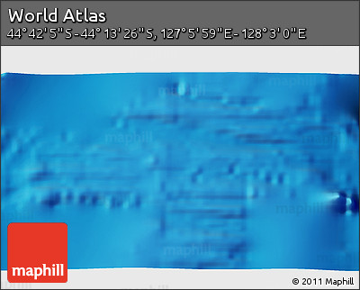 Physical 3D Map of the Area around 44° 27' 46" S, 127° 34' 30" E