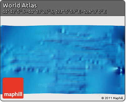 Physical 3D Map of the Area around 44° 27' 46" S, 127° 34' 30" E