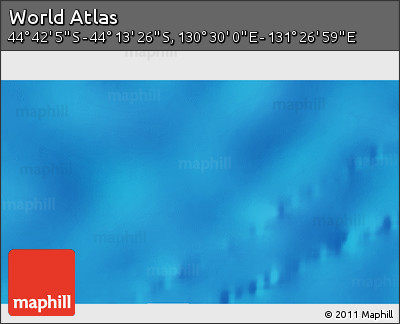 Physical 3D Map of the Area around 44° 27' 46" S, 130° 58' 29" E