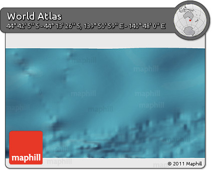 Satellite 3D Map of the Area around 44° 27' 46" S, 140° 19' 29" E