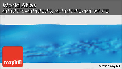 Physical Panoramic Map of the Area around 44° 27' 46" S, 141° 10' 30" E
