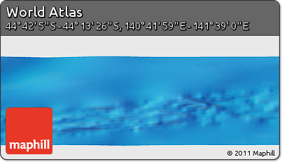 Physical Panoramic Map of the Area around 44° 27' 46" S, 141° 10' 30" E