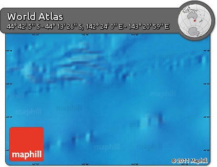 Shaded Relief Map of the Area around 44° 27' 46" S, 142° 52' 30" E