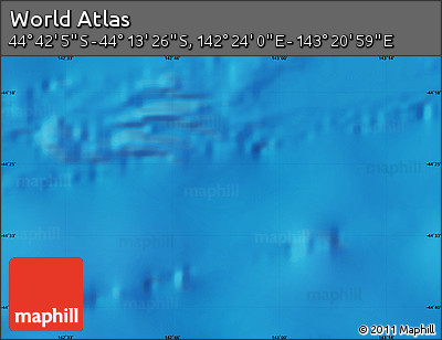 Shaded Relief Map of the Area around 44° 27' 46" S, 142° 52' 30" E