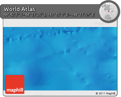 Physical 3D Map of the Area around 44° 27' 46" S, 143° 43' 29" E