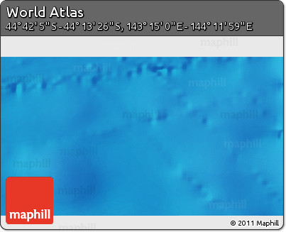 Physical 3D Map of the Area around 44° 27' 46" S, 143° 43' 29" E