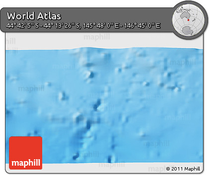 Physical 3D Map of the Area around 44° 27' 46" S, 146° 16' 30" E