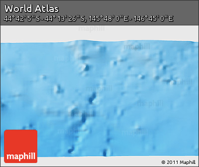 Physical 3D Map of the Area around 44° 27' 46" S, 146° 16' 30" E