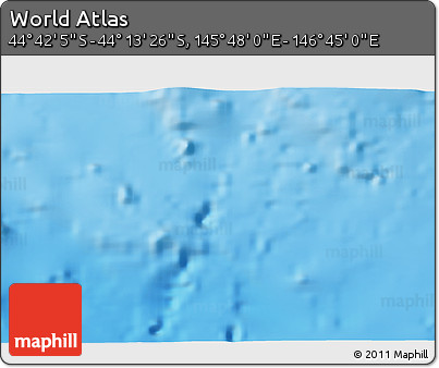 Physical 3D Map of the Area around 44° 27' 46" S, 146° 16' 30" E