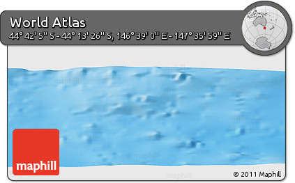 Physical Panoramic Map of the Area around 44° 27' 46" S, 147° 7' 30" E