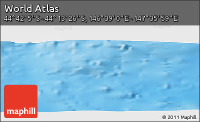 Physical Panoramic Map of the Area around 44° 27' 46" S, 147° 7' 30" E