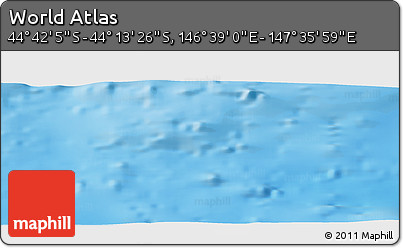 Physical Panoramic Map of the Area around 44° 27' 46" S, 147° 7' 30" E