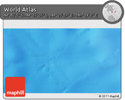 Physical 3D Map of the Area around 44° 27' 46" S, 148° 49' 29" E