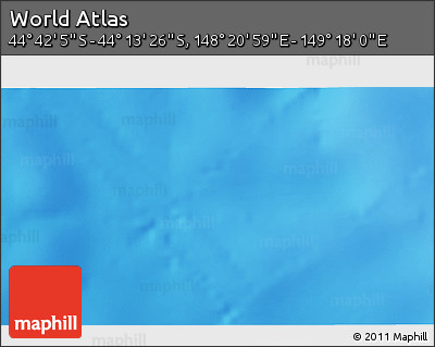 Physical 3D Map of the Area around 44° 27' 46" S, 148° 49' 29" E